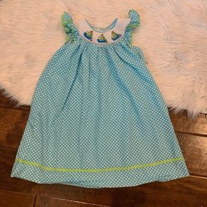Mom & Me Smocked Dress Sailboats Polkadots 2T